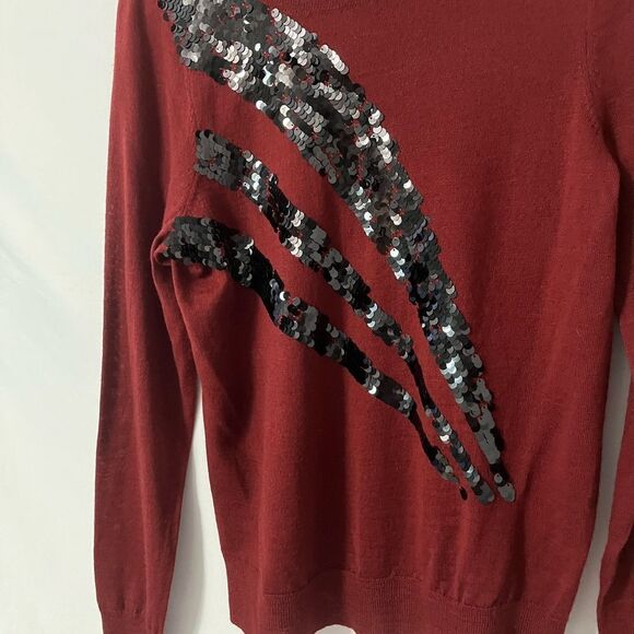 Antonio Melani Maroon Red with black sequin wool blend sweater Size M - Picture 4 of 5
